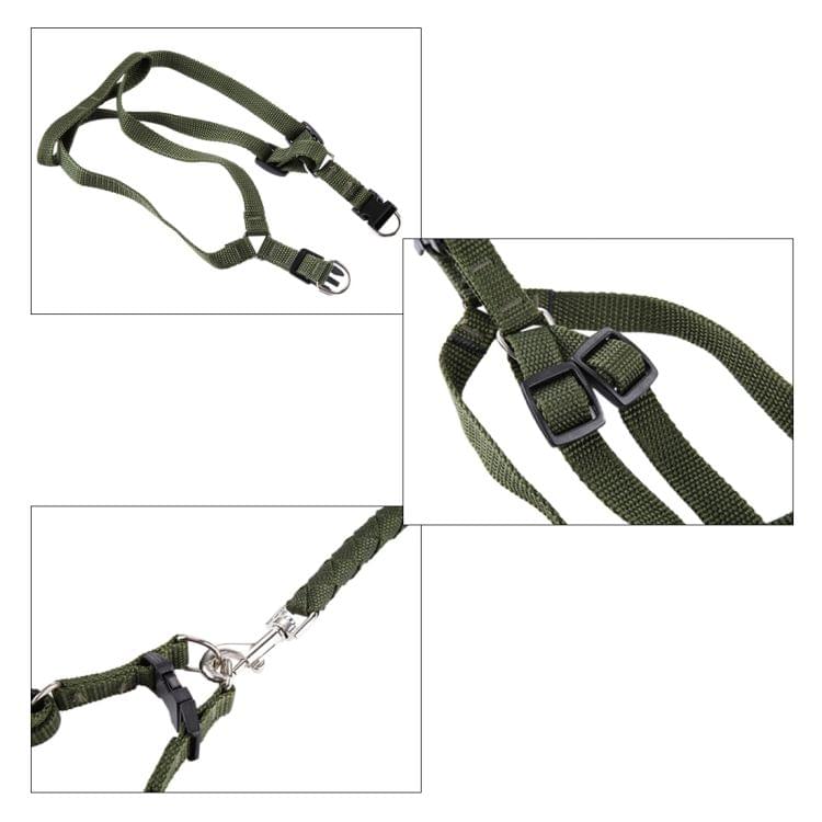 Green Army Pets Harness Training Lead Leash Traction Dog Safety Chain Rope, Rope Diameter: 1.2cm, Back Bandwidth: 1.5cm, Rope Length: 1.1m