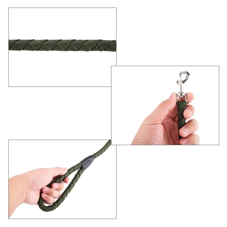 Green Army Pets Harness Training Lead Leash Traction Dog Safety Chain Rope, Rope Diameter: 1.2cm, Back Bandwidth: 1.5cm, Rope Length: 1.1m