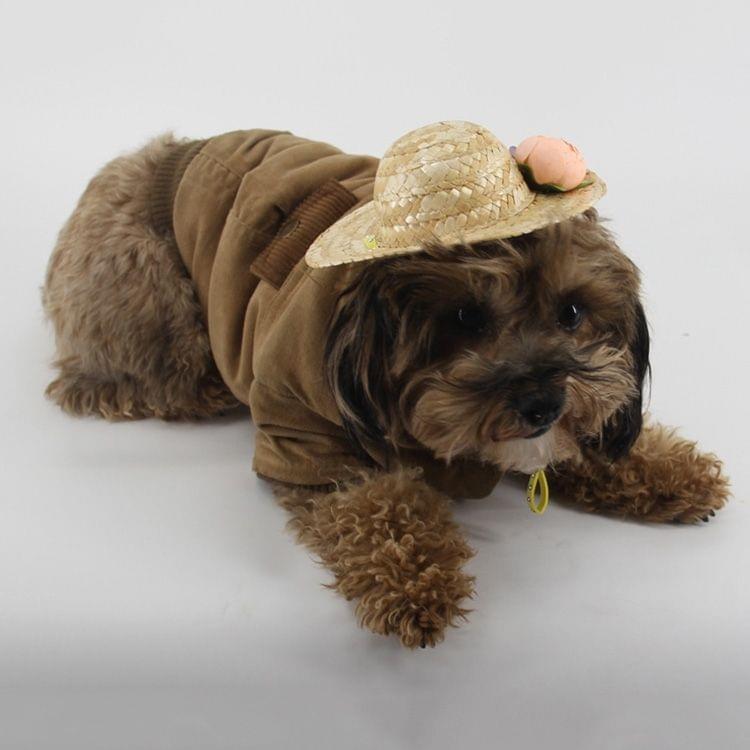 Outdoor Walking Pet Straw Hat, Size: L (Inner Diameter: 10cm) (One Flower)
