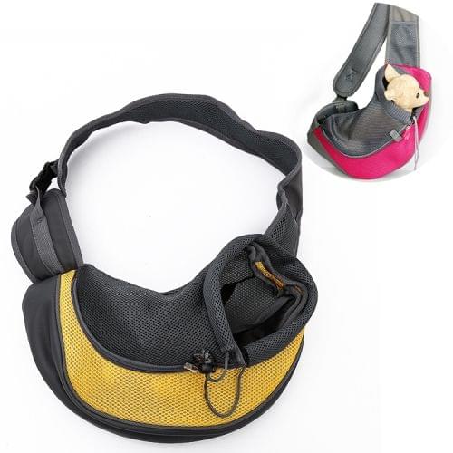 Dog and Cat Sling Carrier Hands Free Reversible Pet Papoose Bag, Size：Small(Yellow)