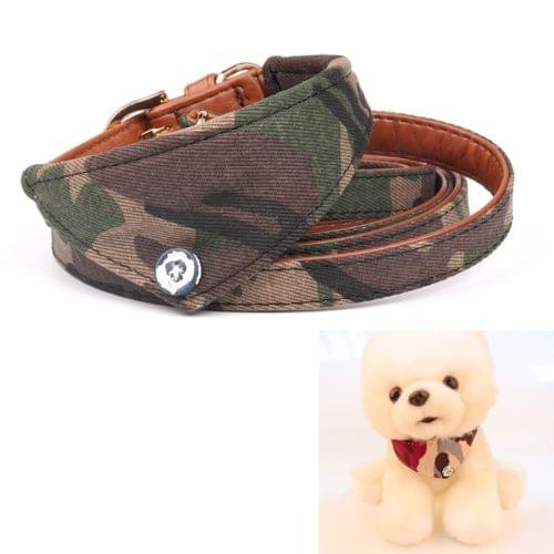 Pet Cat Dog Adjustable Collar Neck Scarf Triangular Bandage Bandana and Leash, Size:1.3 * 42cm(Green)
