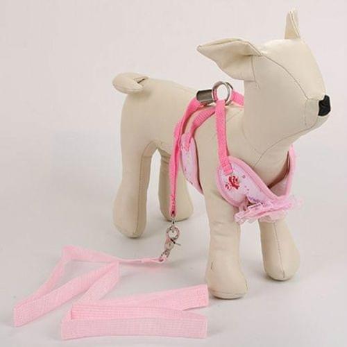 Pet Cat Dog Harness Floral Dog Vest Walking Leads Leash, Size:M(Pink)
