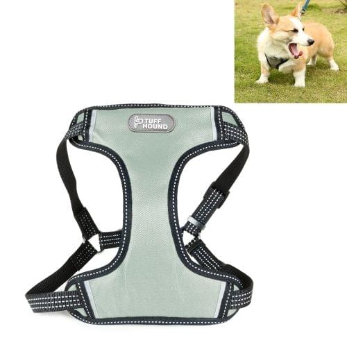Tuffhound 1619 Adjustable Dog Harness Lead Leash Collar Belt,Size:M, 2x(50-73)cm(Grey)