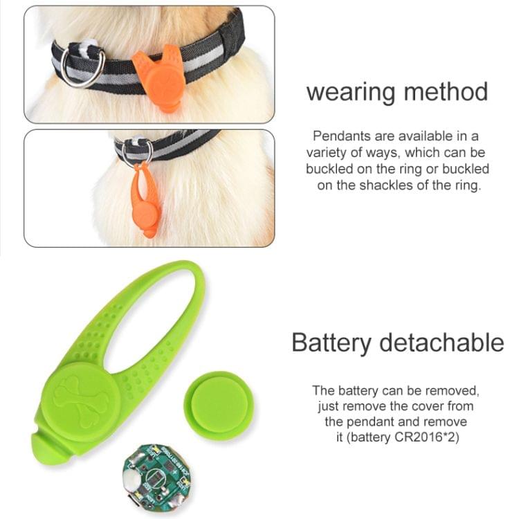 LED Night Light Pet Safety Collar Silicone Pendant (Orange)