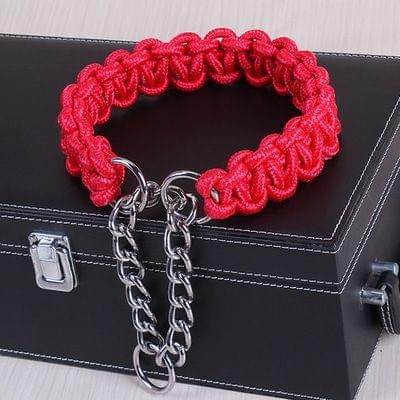 Large Dog German Shepherd Walk the Dog P Chain Necklet Collar for Medium and Large Dogs, Color:Red(XL)