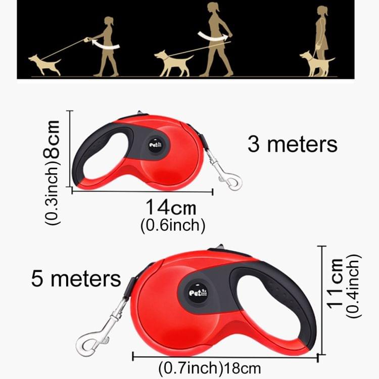 Pet Dogs High Quality Automatic Telescopic Rope ABS Rubber Non-slip Safety Chain Rope, Rope Length: 5m (Red)