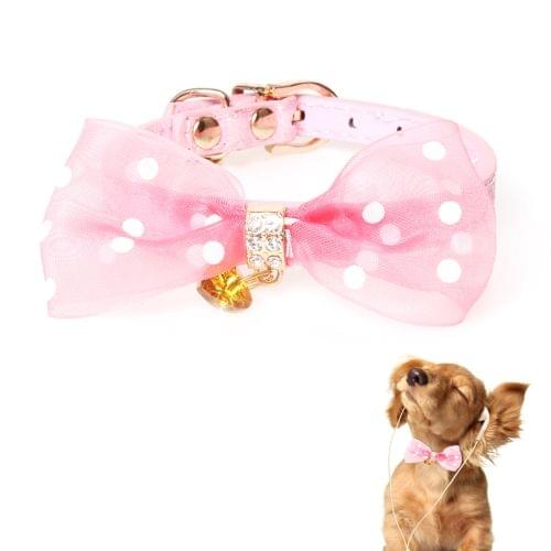 Pet Collar With Bowtie for Medium Small Dog Cat, Size: 1.0 * 28cm(Pink)