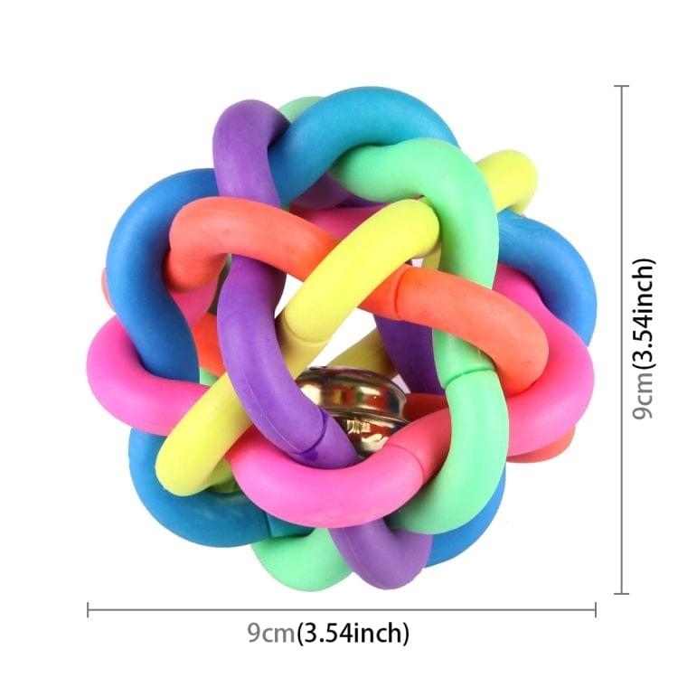 Fun Colorful Weave Style Bell Ball Pet Toy, Size: L (9*9*9cm)