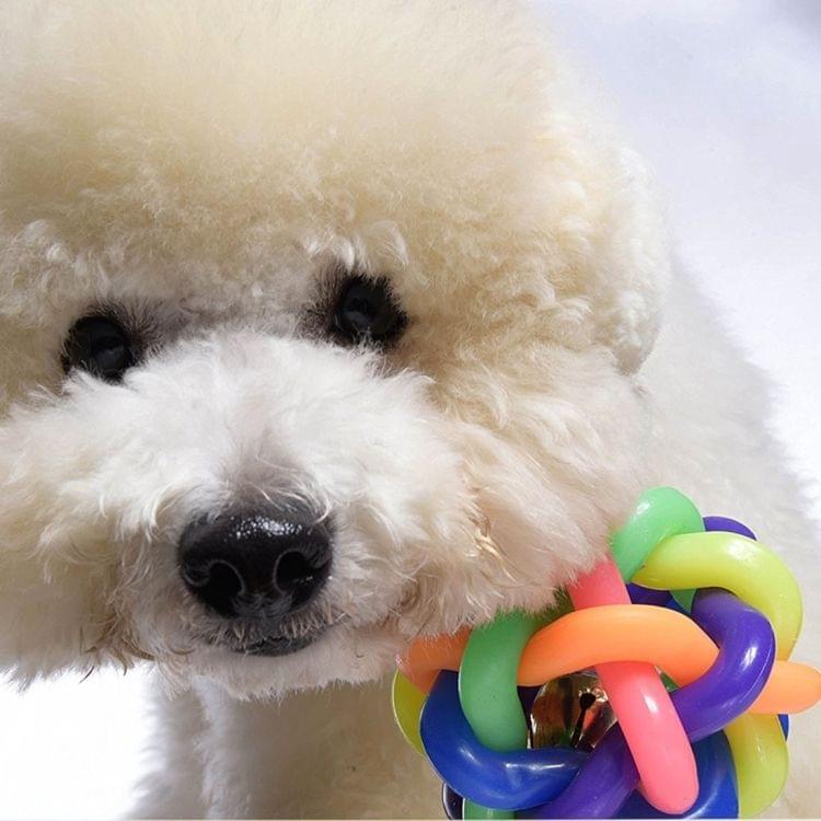 Fun Colorful Weave Style Bell Ball Pet Toy, Size: L (9*9*9cm)