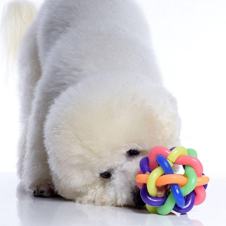 Fun Colorful Weave Style Bell Ball Pet Toy, Size: L (9*9*9cm)