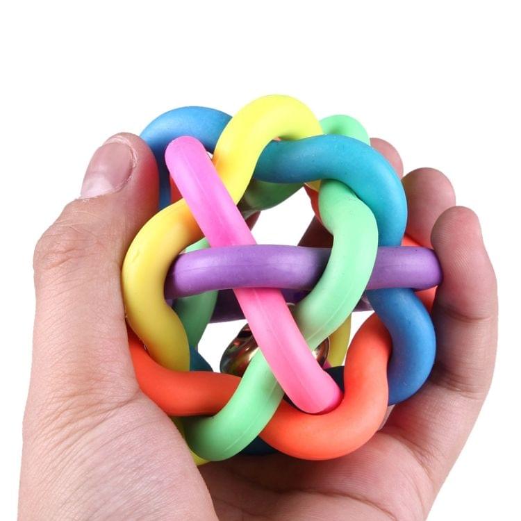 Fun Colorful Weave Style Bell Ball Pet Toy, Size: L (9*9*9cm)