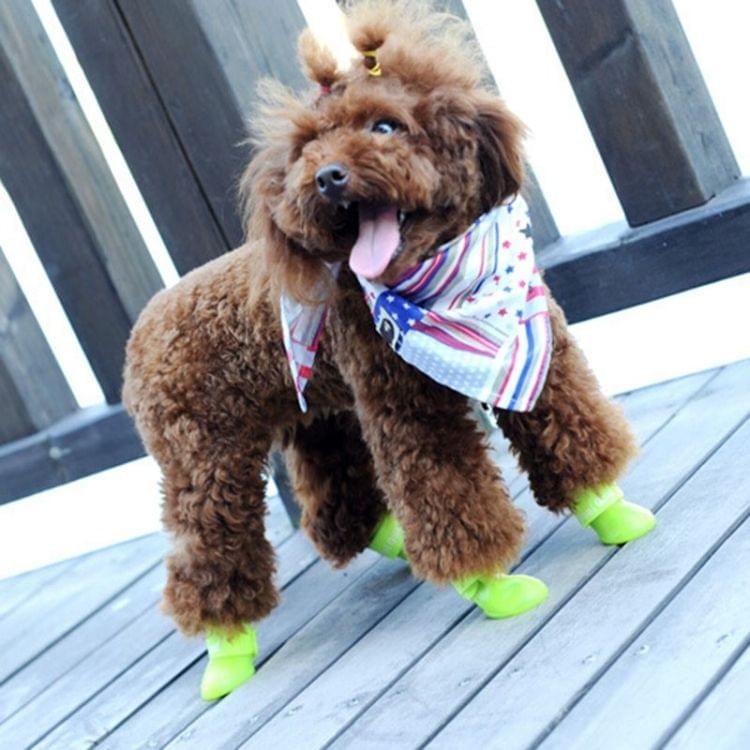 Lovely Pet Dog Shoes Puppy Candy Color Rubber Boots Waterproof Rain Shoes, S, Size:  4.3 x 3.3cm(Black)