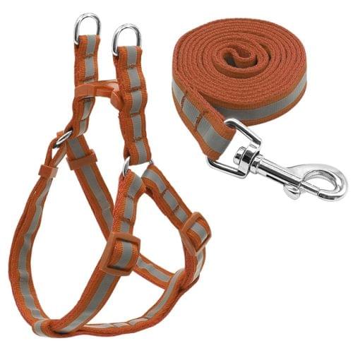 Small Medium Dogs Nylon Reflective Dog Leash Lead Set, Size:M(Brown)