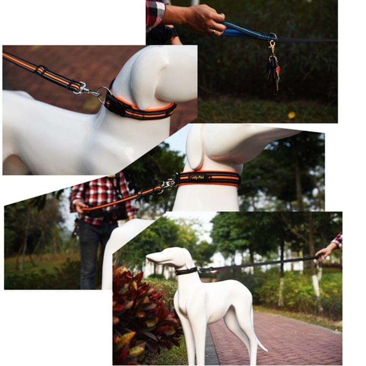 Pet Dogs Nylon Night Reflective Breathable Handheld Traction Lead Leash, Size: S, Adjustable Range: 2.0*(100-140cm)(Blue)