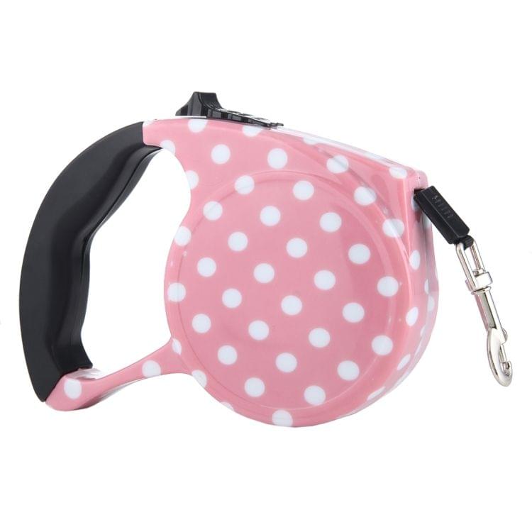 5m Pink Dot Pattern Flexible Retractable Dog / Cat Leash for Daily Walking