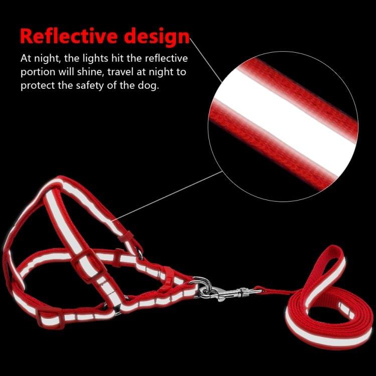 Small Medium Dogs Nylon Reflective Dog Leash Lead Set, Size:M(Red)