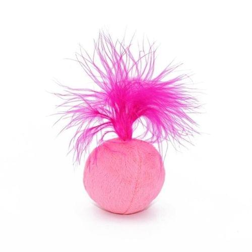 Ring Bell Feathers Tease Cats Toys Plush Pet Cat Toys(Pink)