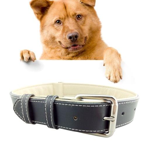 Leather Pet Dog Collar Pet Products Big Dog Collar, Size: XL, 3 * 60cm(Black)