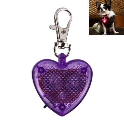 Fashion Heart-Shaped Pet Dog Cat Safety LED Flash Pendant Necklace (Purple)