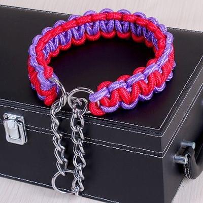 Large Dog German Shepherd Walk the Dog P Chain Necklet Collar for Medium and Large Dogs, Color:Red Purple(XL)