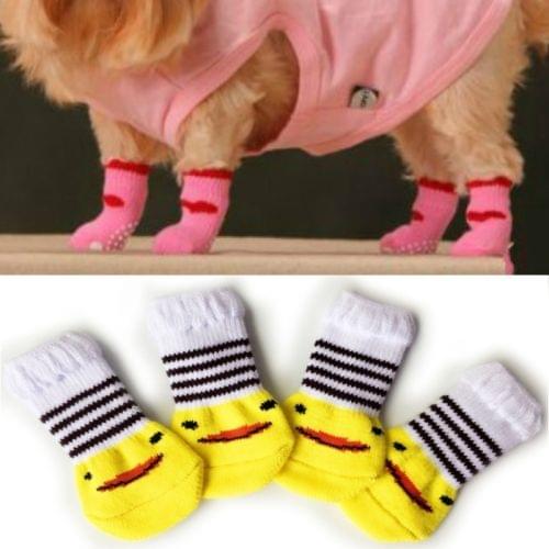2 Pairs Cute Puppy Dogs Pet Knitted Anti-slip Socks(Duckling)