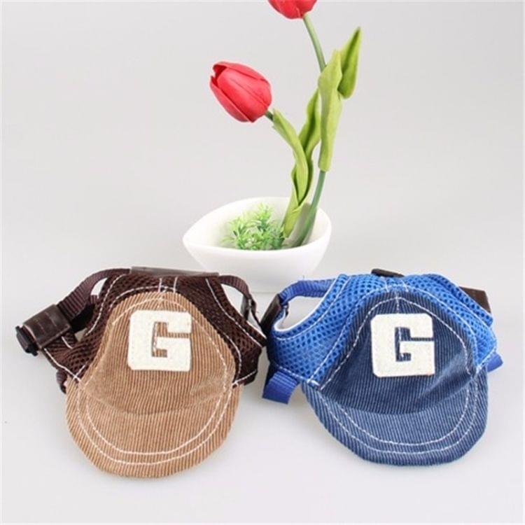 Dog Travel Sunshade Sunscreen Cap Outdoor Sports Breathable Baseball Dog Corduroy Hat Adjustable, Size: S(Blue)