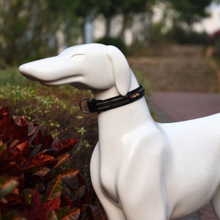 Pet Dogs Polyester Reflective Breathable Pets Collar Traction Lead Leash, Size: L, 2.5*47*54cm (Black)