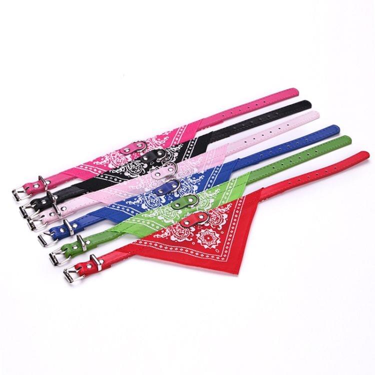 Adjustable Dog Bandana Leather Printed Soft Scarf Collar Neckerchief for Puppy Pet, Size:M(Pink)