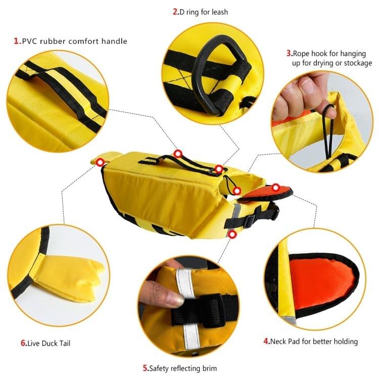 Yellow Doglemi Cute Pet Saver Dog Reflective Stripes Life Vest Jacket for Swimming Boating Surfing (Size:S)