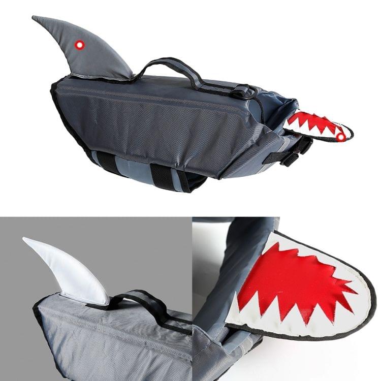 Doglemi Cute Pet Saver Dog Reflective Stripes Life Vest Jacket for Swimming Boating Surfing (Size:L)(Grey)