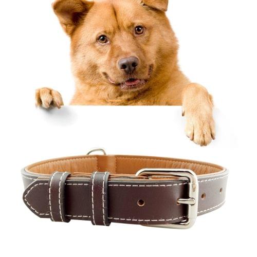 Leather Pet Dog Collar Pet Products Big Dog Collar, Size: 2XL, 3.5 * 70cm(Coffee)