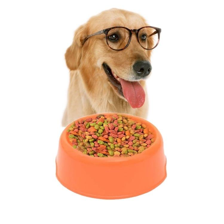 Dog Cat Light Candy Color Plastic Material Single Pets Bowls(Orange)