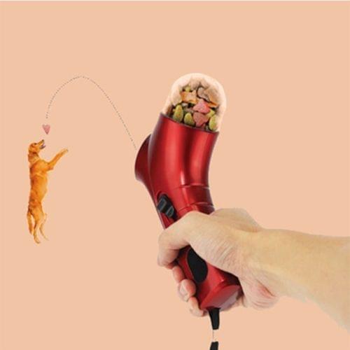 Portable Catapult Feeder Pet Training Reward Feeding Device Circus Breeder Tool(Red)