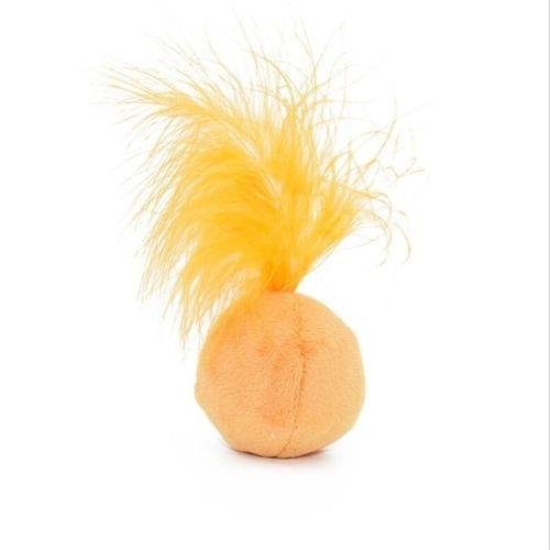 Ring Bell Feathers Tease Cats Toys Plush Pet Cat Toys(Yellow)