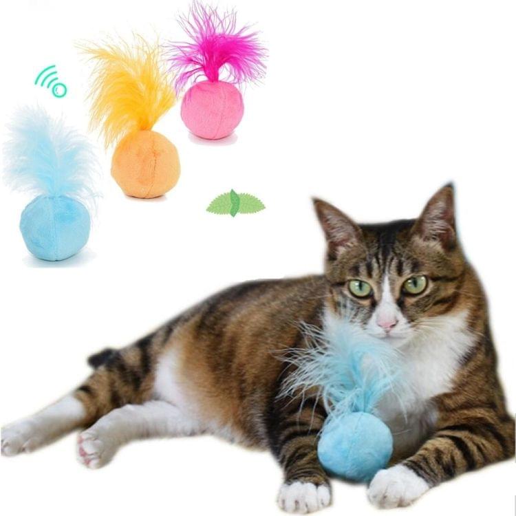 Ring Bell Feathers Tease Cats Toys Plush Pet Cat Toys(Yellow)