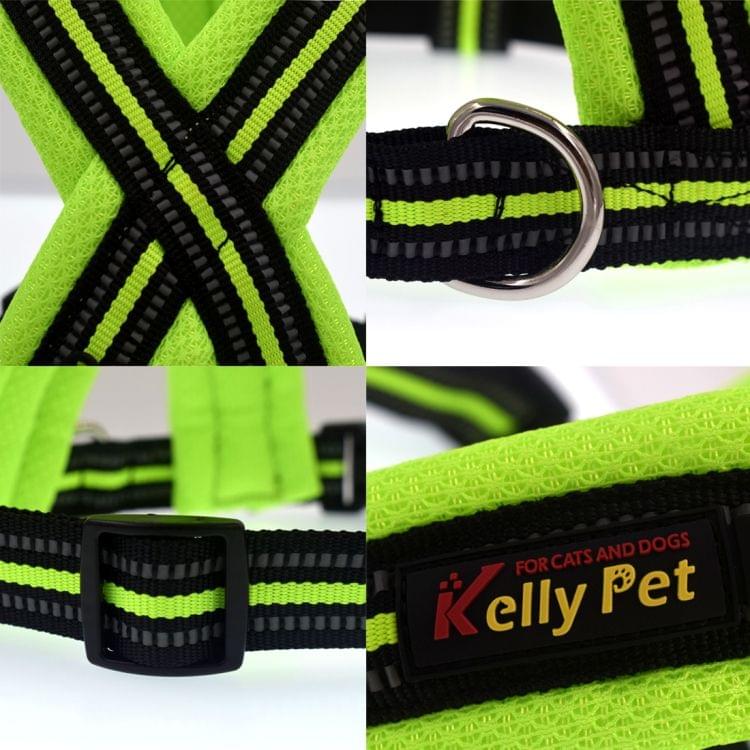 Pet Dogs Nylon Reflective Breathable Comfortable X6 Chest Harness Lead Leash, Width: 2cm, Adjustable Range: 47-60cm(Green)
