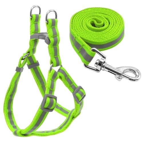 Small Medium Dogs Nylon Reflective Dog Leash Lead Set, Size:M(Green )