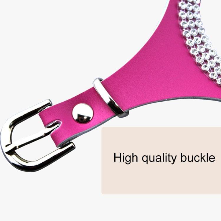 Rhinestone Leather Glasses Style Breathable Dog Chest Strap, Size: S (Magenta)