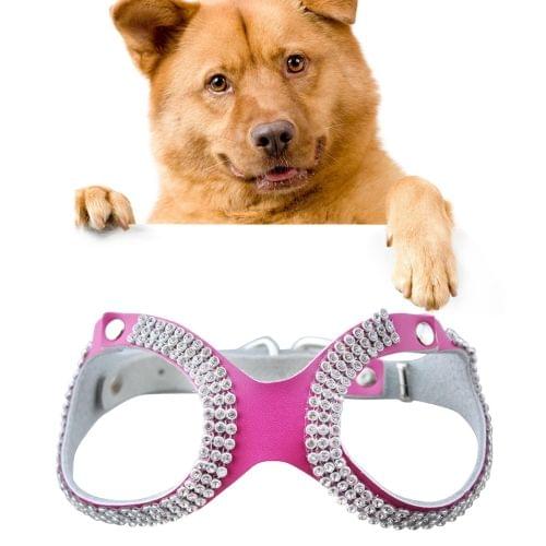 Rhinestone Leather Glasses Style Breathable Dog Chest Strap, Size: S (Magenta)