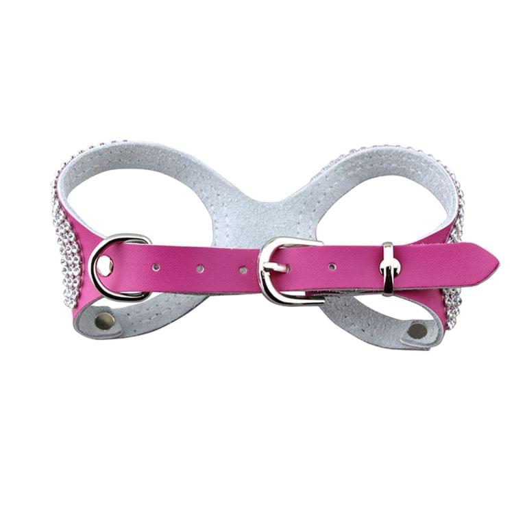 Rhinestone Leather Glasses Style Breathable Dog Chest Strap, Size: S (Magenta)