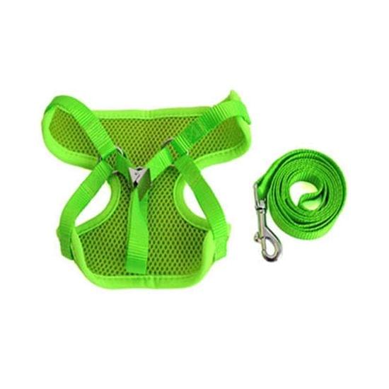 Pet Clothing Monochrome Mesh Harness Leash Dog Chest Suspenders with 120x1.5cm Traction Rope, Big Size, Bust: 36-68cm(Green)