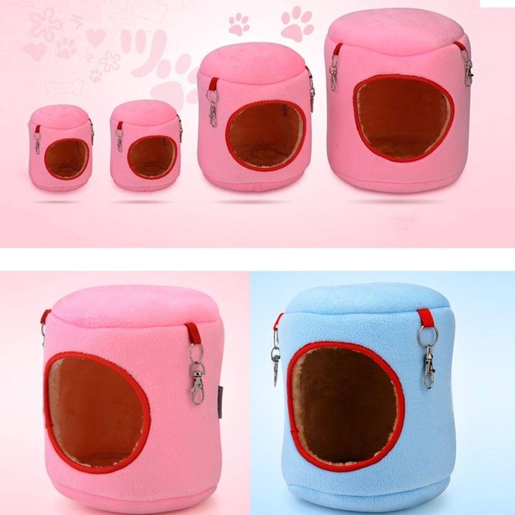 Flannel Cylinder Pet House Warm Hamster Hammock Hanging Bed Small Pets Nest, M, Size:10*12*12cm(Pink)