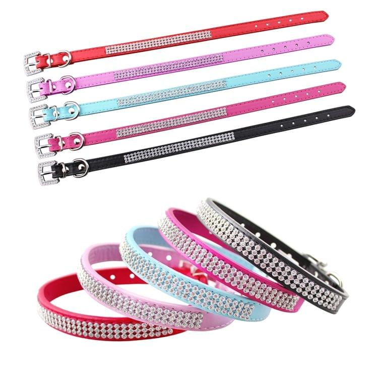 PU Diamond Studded Pet Collar Dog Collar Pet Products, Size: M, 2 * 42cm(Black)