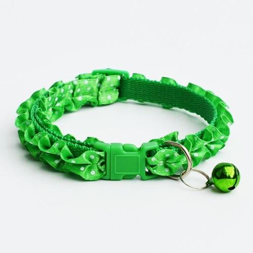 10 PCS Lovely Adjustable Buckle Collar Cat Dog Lace Collar with Bell(Green)