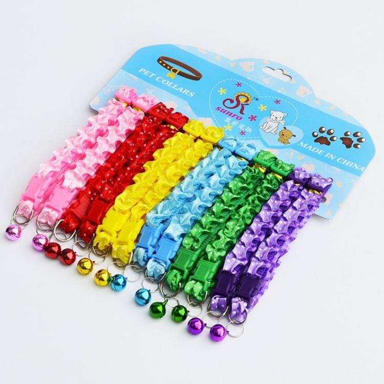 10 PCS Lovely Adjustable Buckle Collar Cat Dog Lace Collar with Bell(Green)