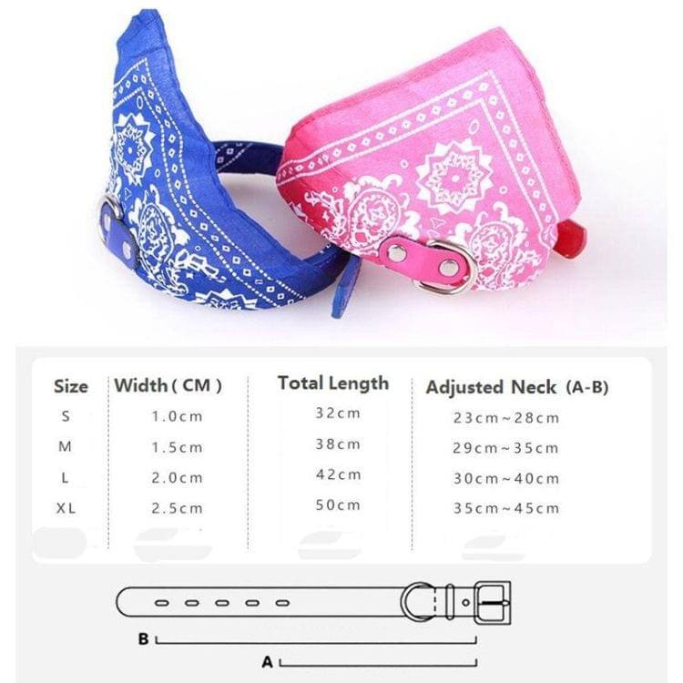 Adjustable Dog Bandana Leather Printed Soft Scarf Collar Neckerchief for Puppy Pet, Size:L(Blue)