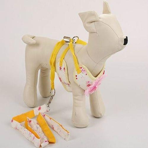 Pet Cat Dog Harness Floral Dog Vest Walking Leads Leash, Size:L(Yellow)