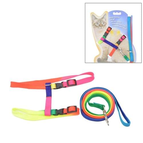 Colorful Nylon Pet Cat Adjustable Harness Lead Leash Collar Belt, Length: 120cm
