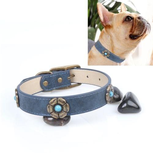 Rhinestone Crystal Leather Dog Collar for Medium Large Dog Pet Products, Size: 2.5 * 50cm (Blue)