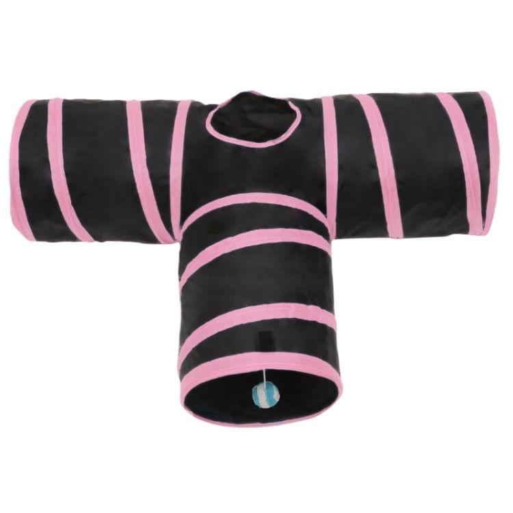 Foldable 3 Exits Exercising Cat Tunnel with A Hanging Ball(Pink)